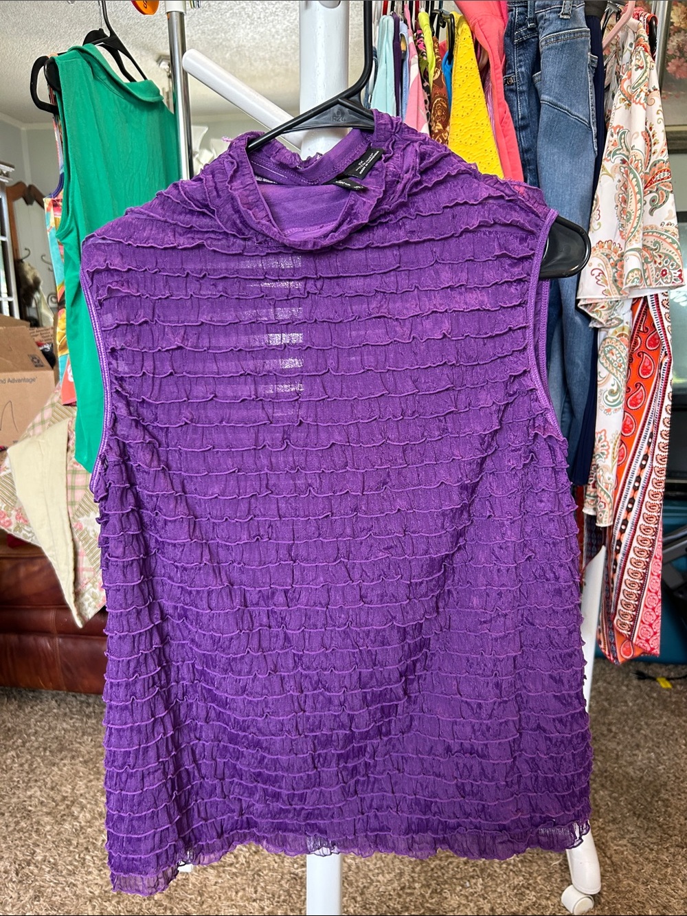 new directions Purple Ruffled Sleeveless Blouse Size 1X